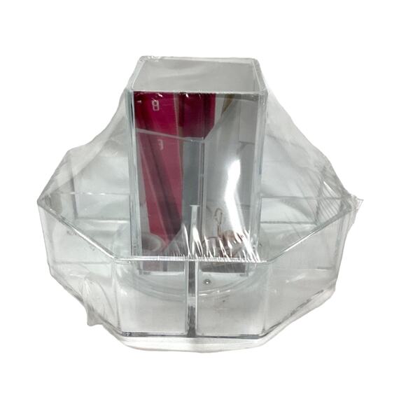 Circular Multi Compartment Plastic Rotating Organizer, Clear - Picture 6 of 7